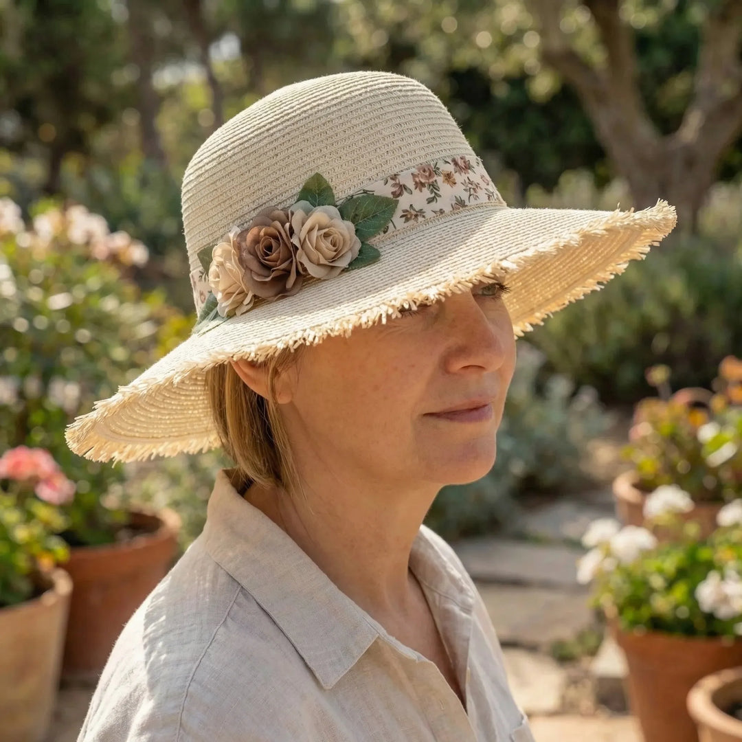 Wide Brim Woven Sun Hat - Florabrim