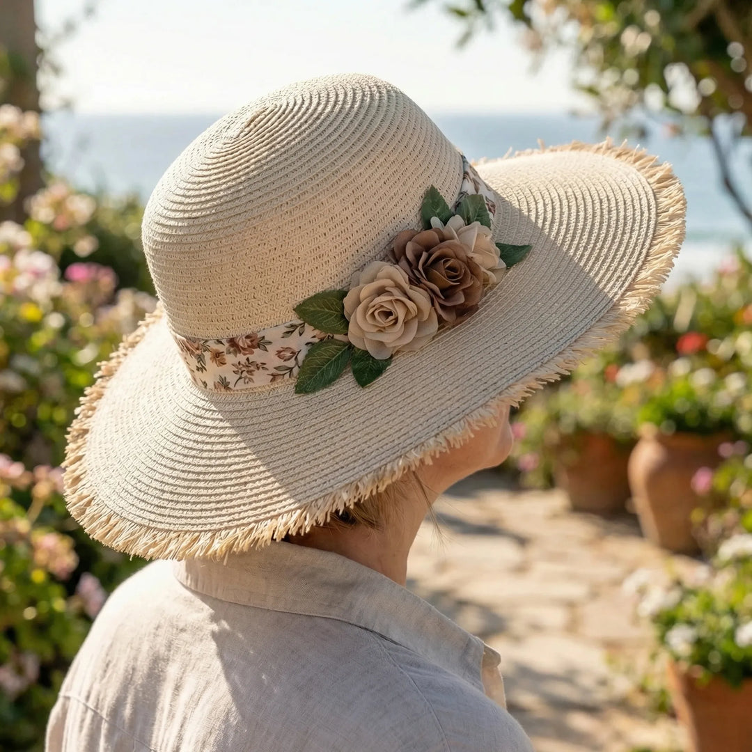 Wide Brim Woven Sun Hat - Florabrim