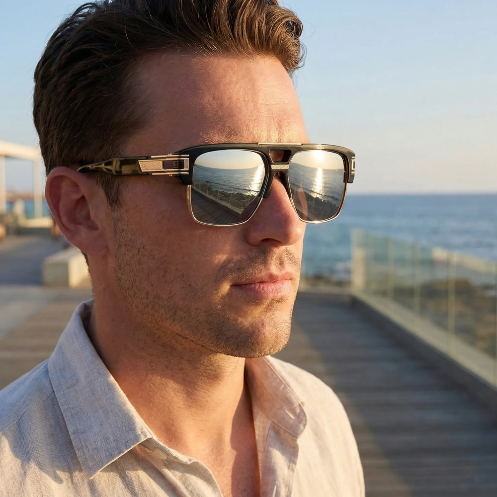 Wide Square Flat-Top Sunglasses - Vistora