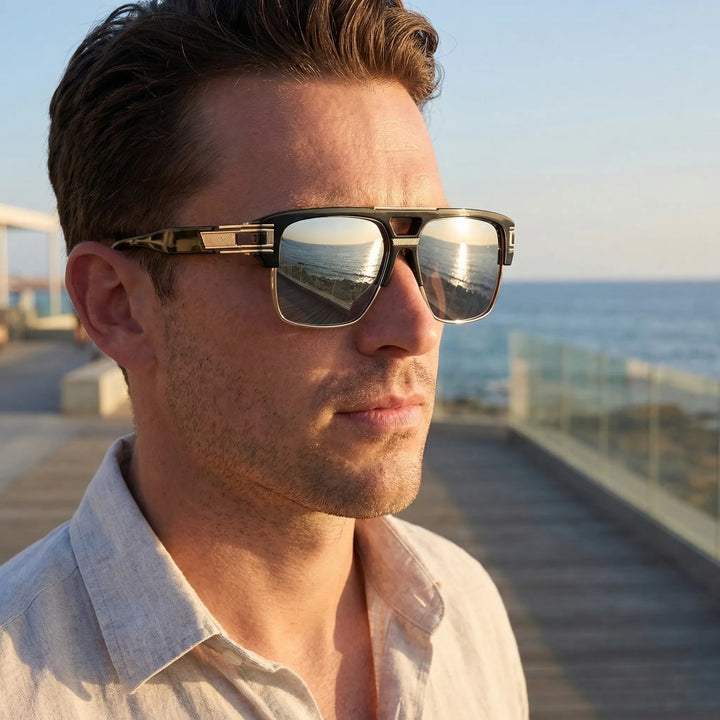 Wide Square Flat-Top Sunglasses - Vistora