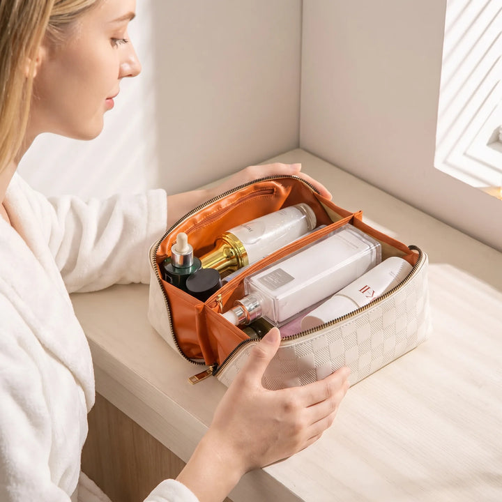 Multi-Compartment Zip-Top Cosmetic Bag - Glamport