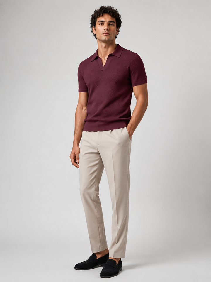 Men's Knit Polo Shirt, Lightweight Breathable Stretch Short Sleeve Summer Polo 23