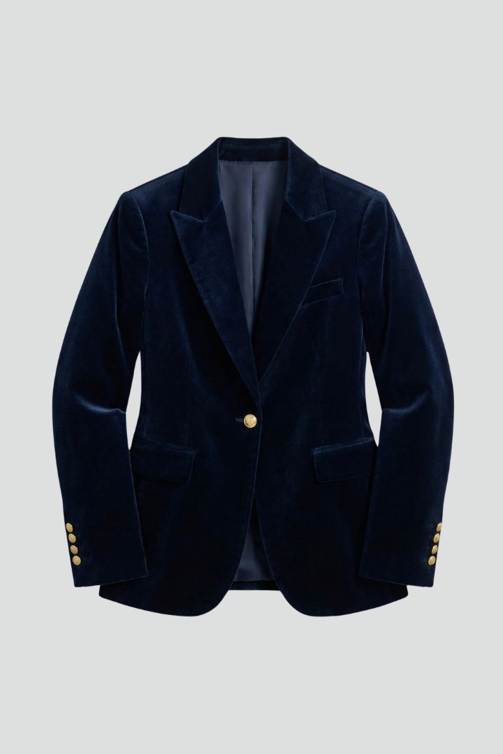 Women's Tailored Blazer with Plunging Neckline and Single Button Closure 1