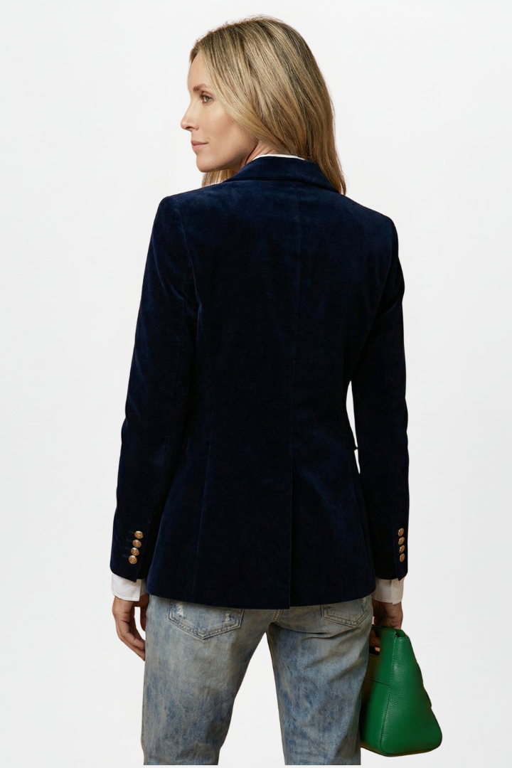Women's Tailored Blazer with Plunging Neckline and Single Button Closure 4