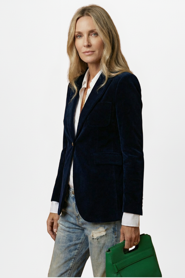 Women's Tailored Blazer with Plunging Neckline and Single Button Closure 5