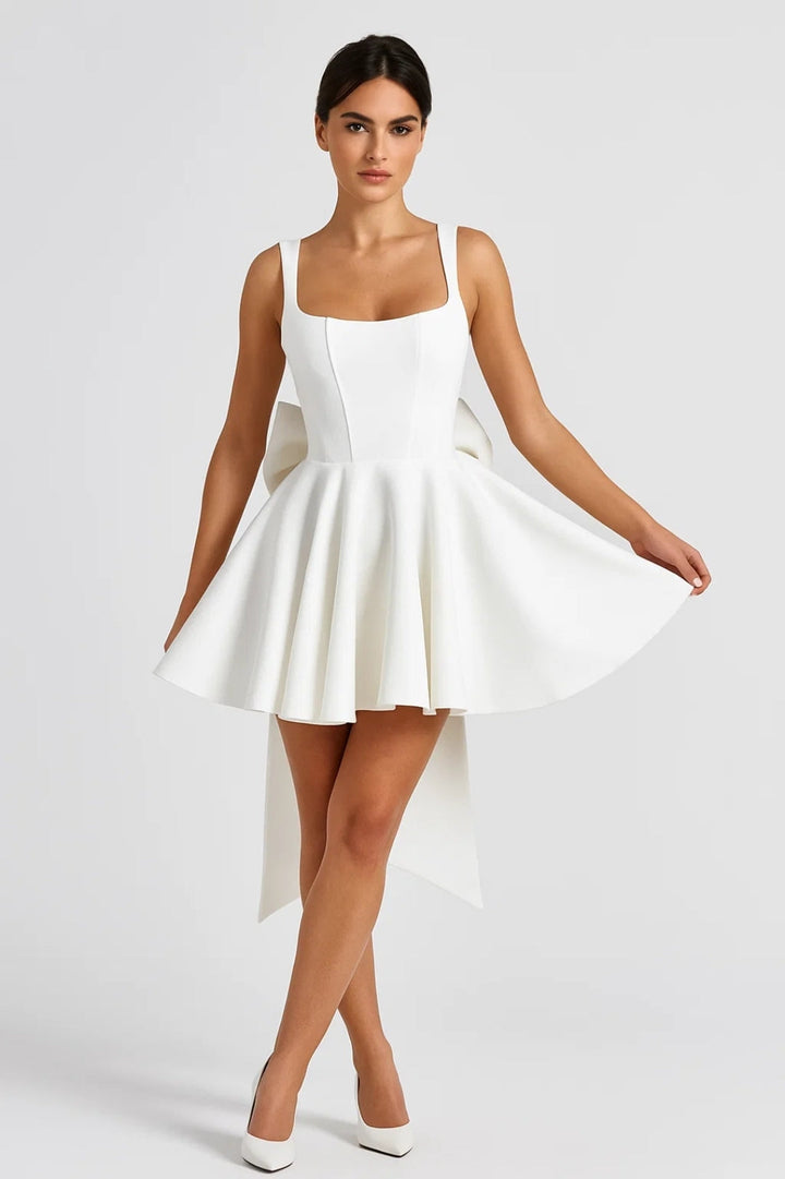 Bow Back Bustier Mini Dress with Flared Skirt 3
