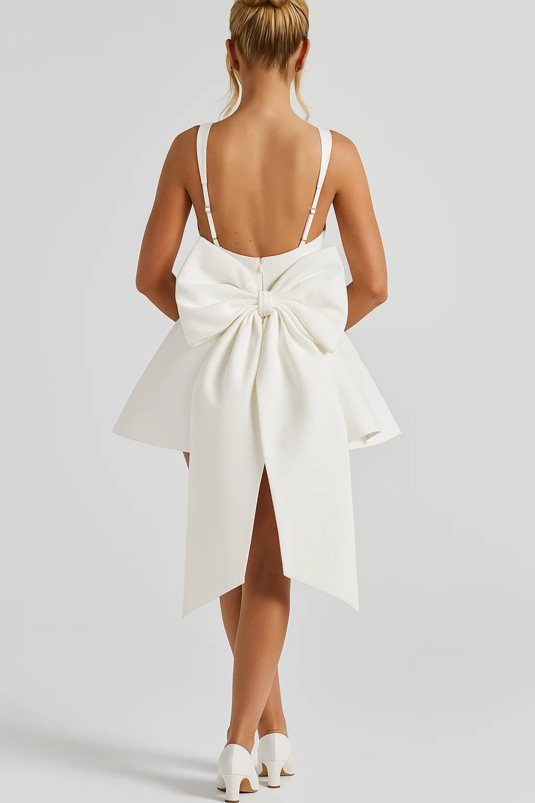 Bow Back Bustier Mini Dress with Flared Skirt 4