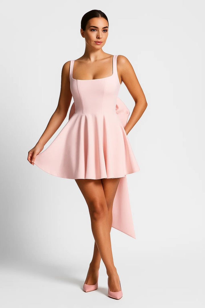 Bow Back Bustier Mini Dress with Flared Skirt 6