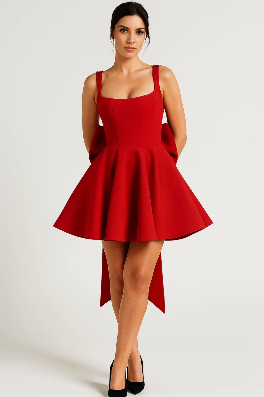 Bow Back Bustier Mini Dress with Flared Skirt 7