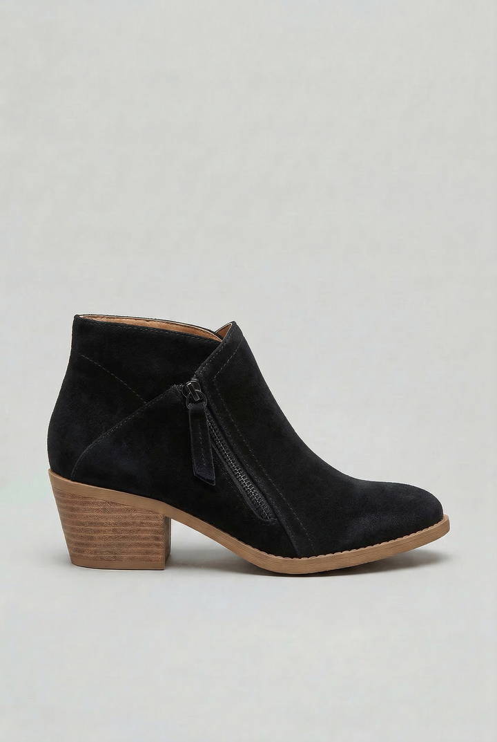 Women's Block Heel Ankle Boots with Side Zip 6