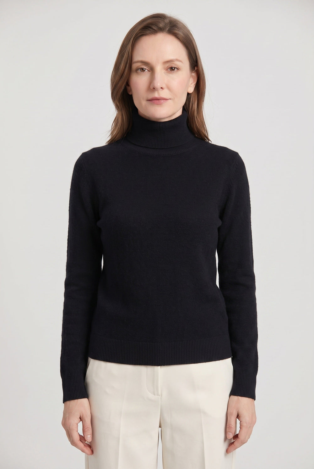 Women's Roll Neck Sweater with Ribbed Trims 2