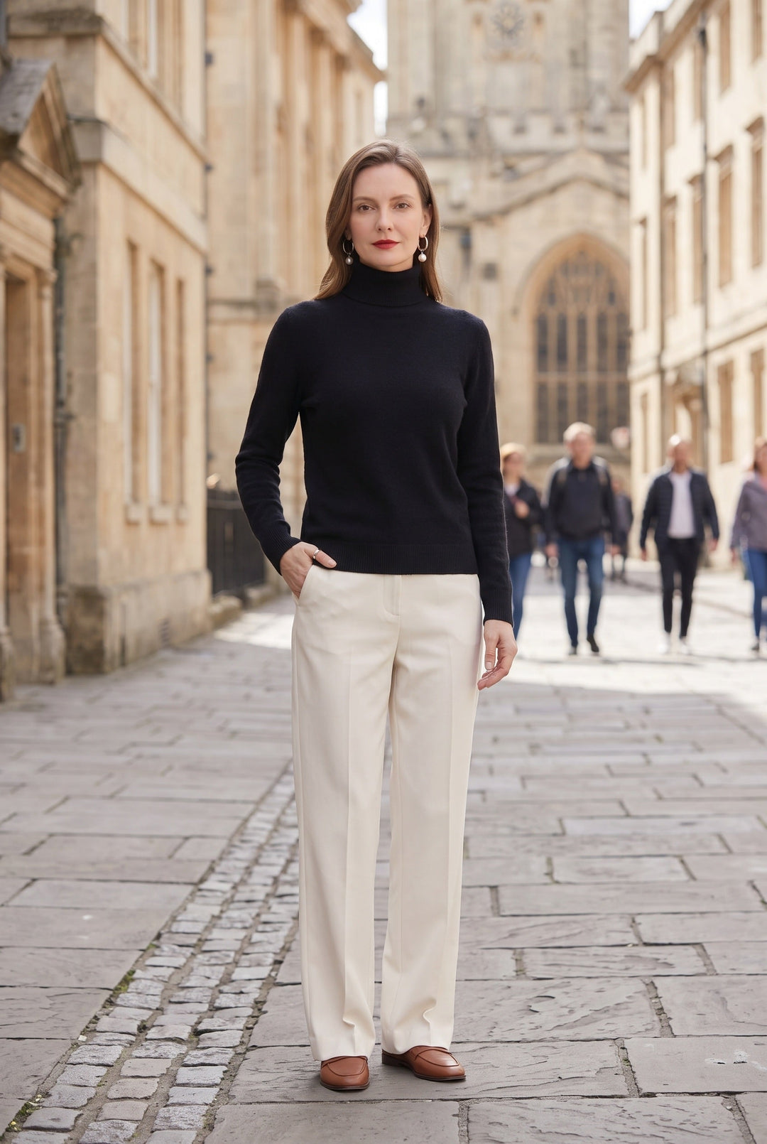 Women's Roll Neck Sweater with Ribbed Trims 4