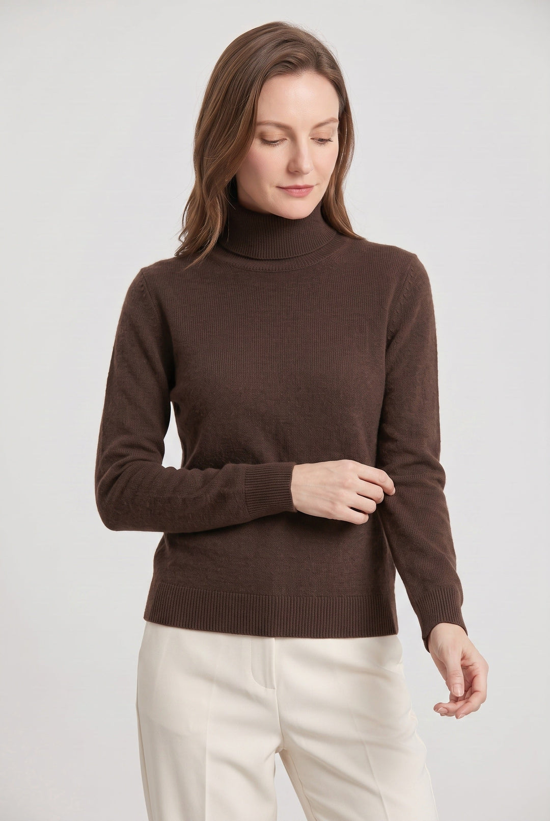 Women's Roll Neck Sweater with Ribbed Trims 13