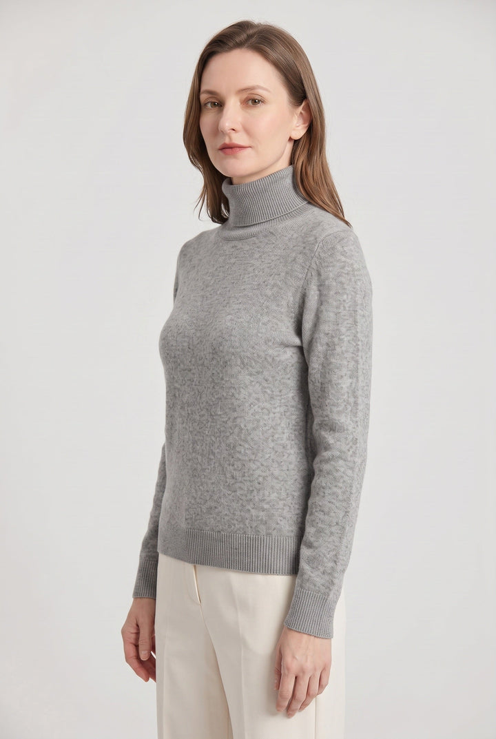 Women's Roll Neck Sweater with Ribbed Trims 11