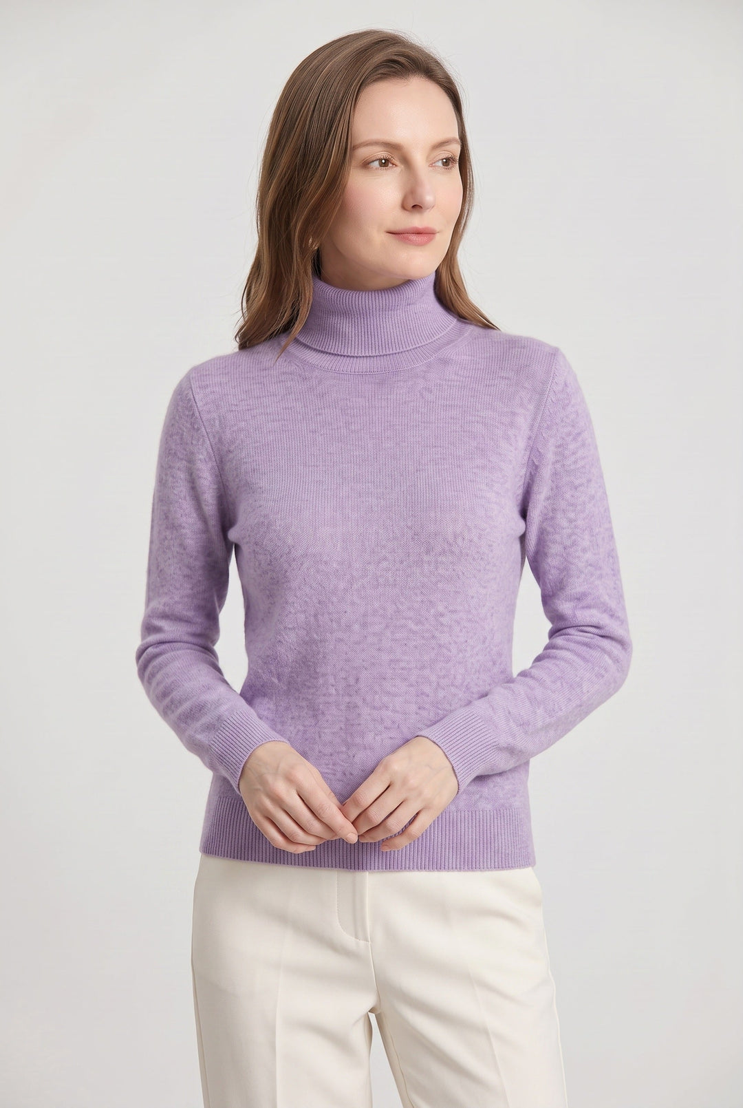 Women's Roll Neck Sweater with Ribbed Trims 6