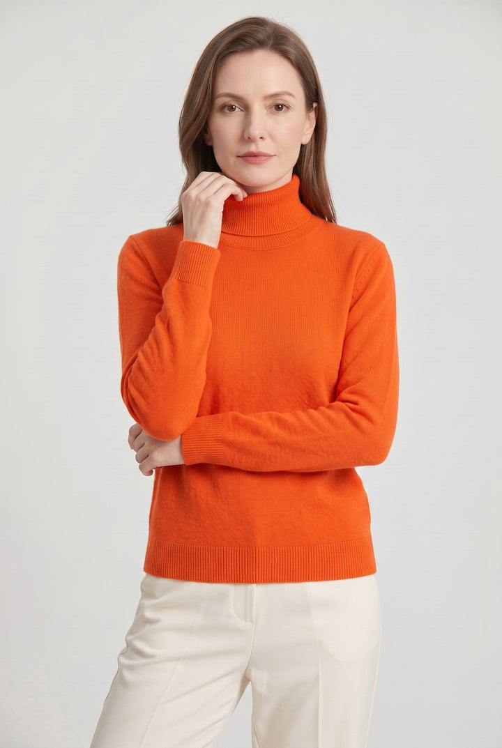 Women's Roll Neck Sweater with Ribbed Trims 10