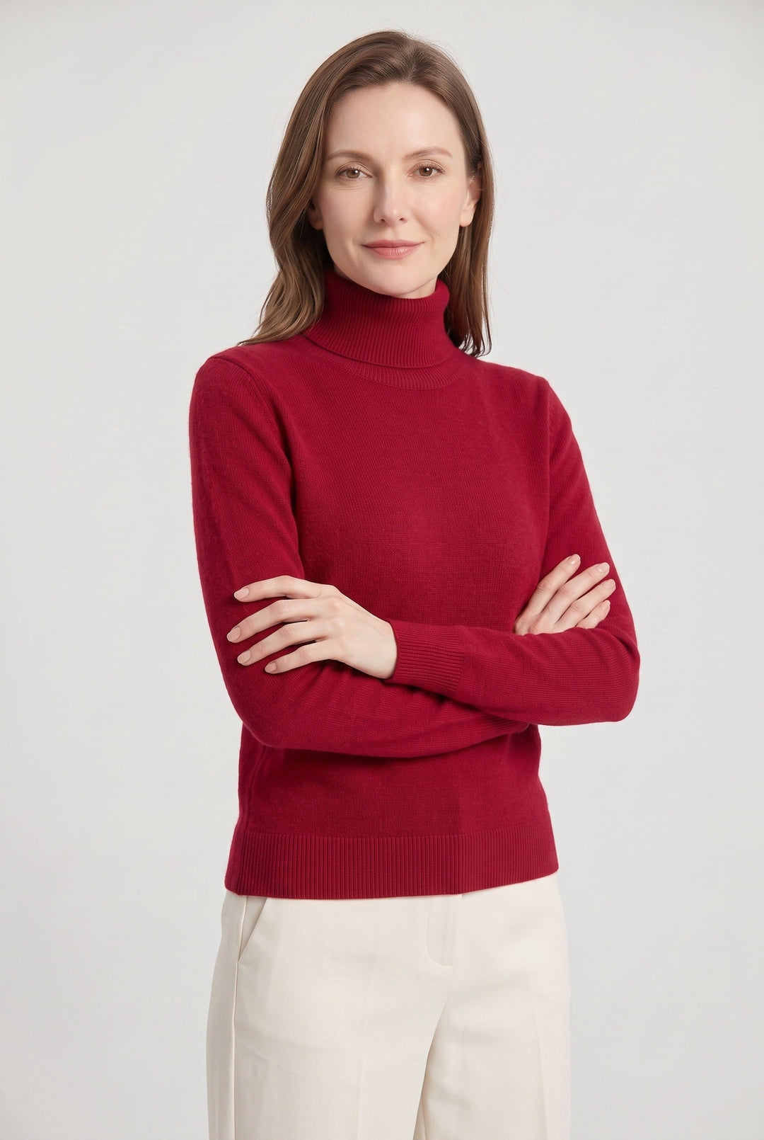 Women's Roll Neck Sweater with Ribbed Trims 9
