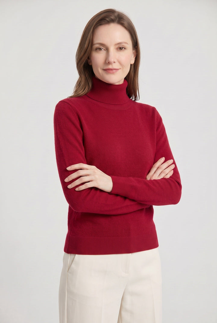 Women's Roll Neck Sweater with Ribbed Trims 9