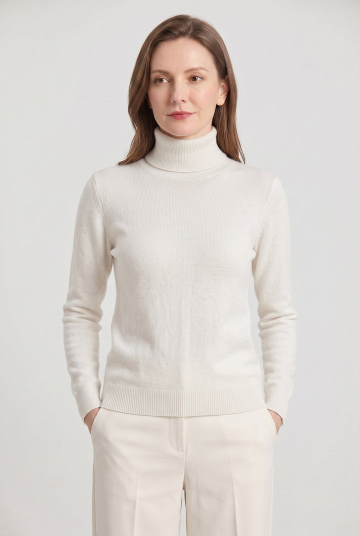 Women's Roll Neck Sweater with Ribbed Trims 12