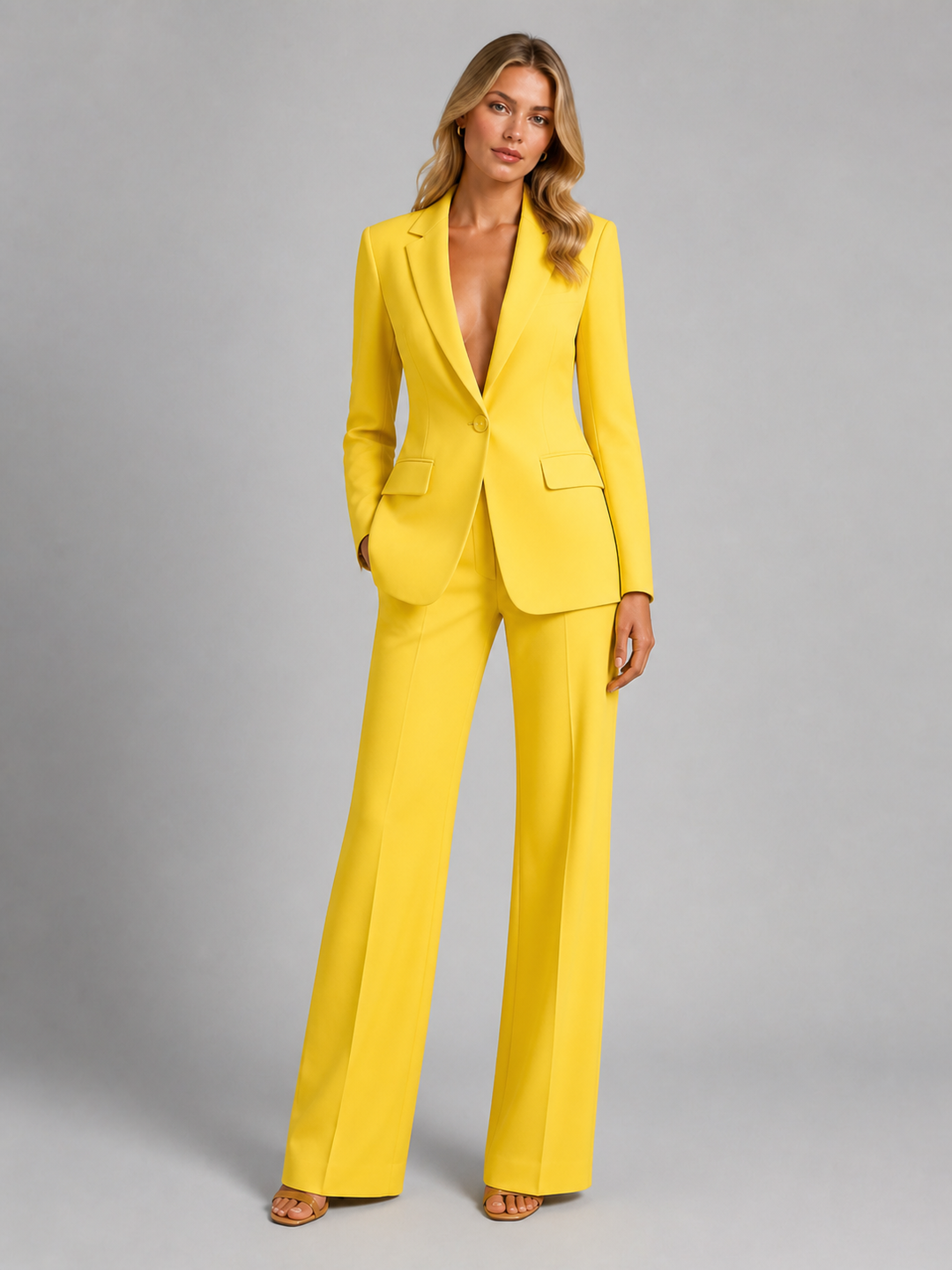 Women's Tailored Blazer and Wide-Leg Pants Two-Piece Set 7
