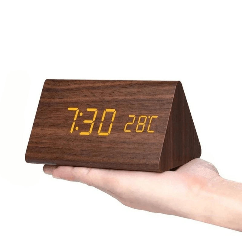 Elegant LED Wood Clock with Voice Control 1