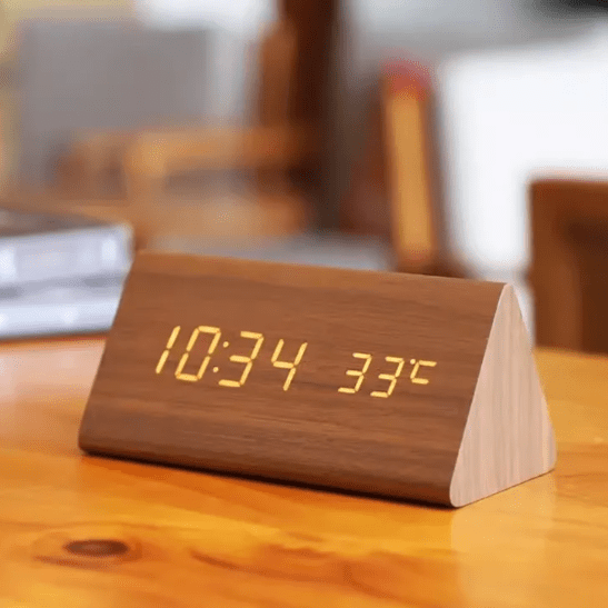 Elegant LED Wood Clock with Voice Control 2