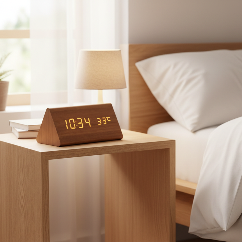 Elegant LED Wood Clock with Voice Control 4