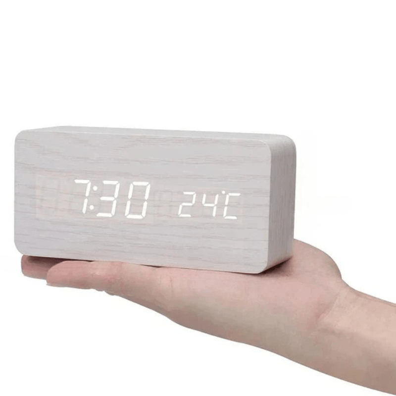 Elegant LED Wood Clock with Voice Control 10