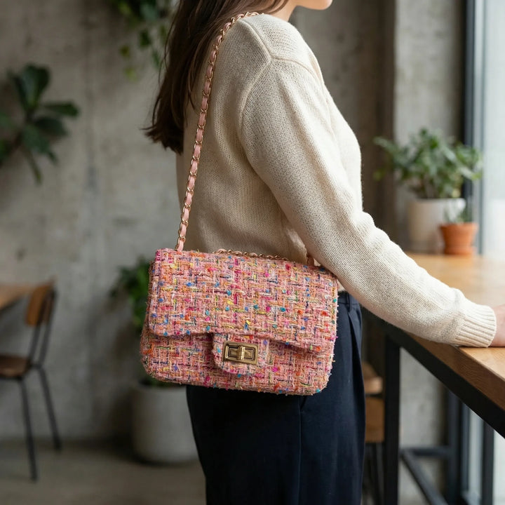 Woven Textured Shoulder Bag - Weavely