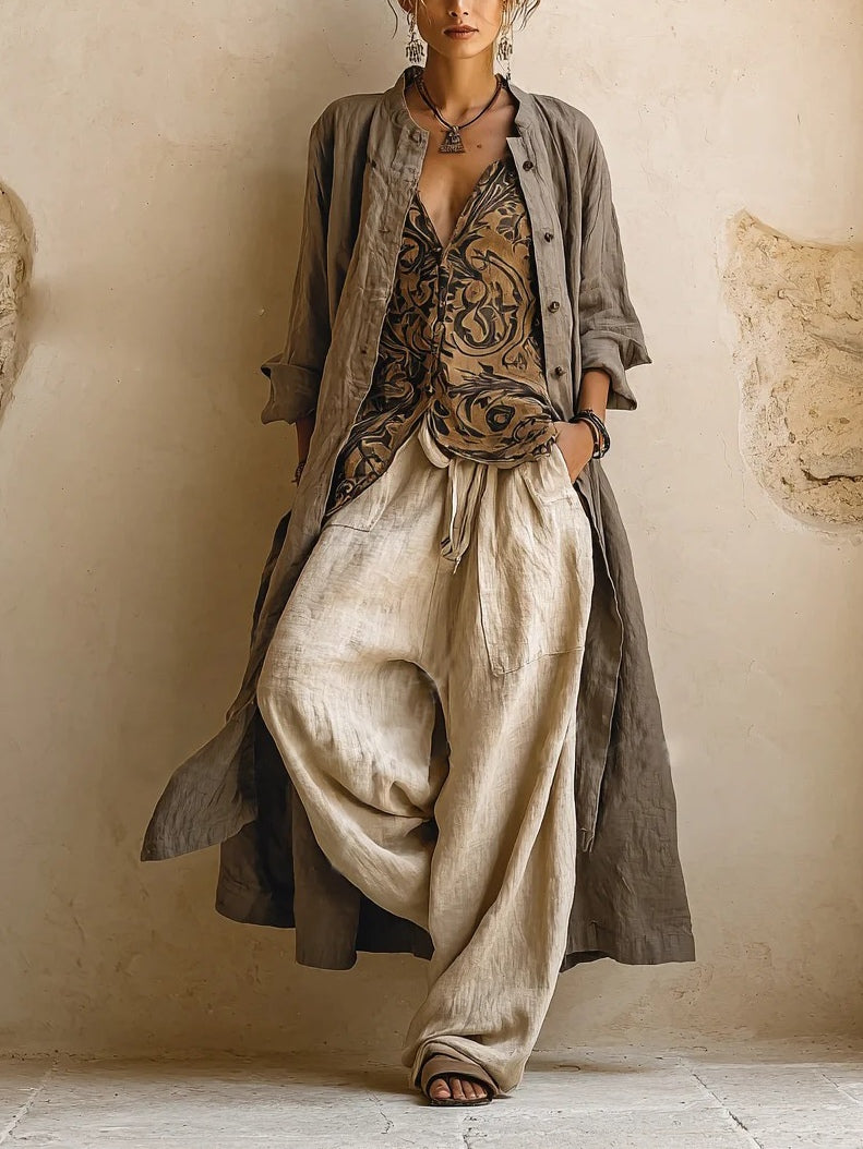 Natural Cotton and Linen Three-Piece Set 1