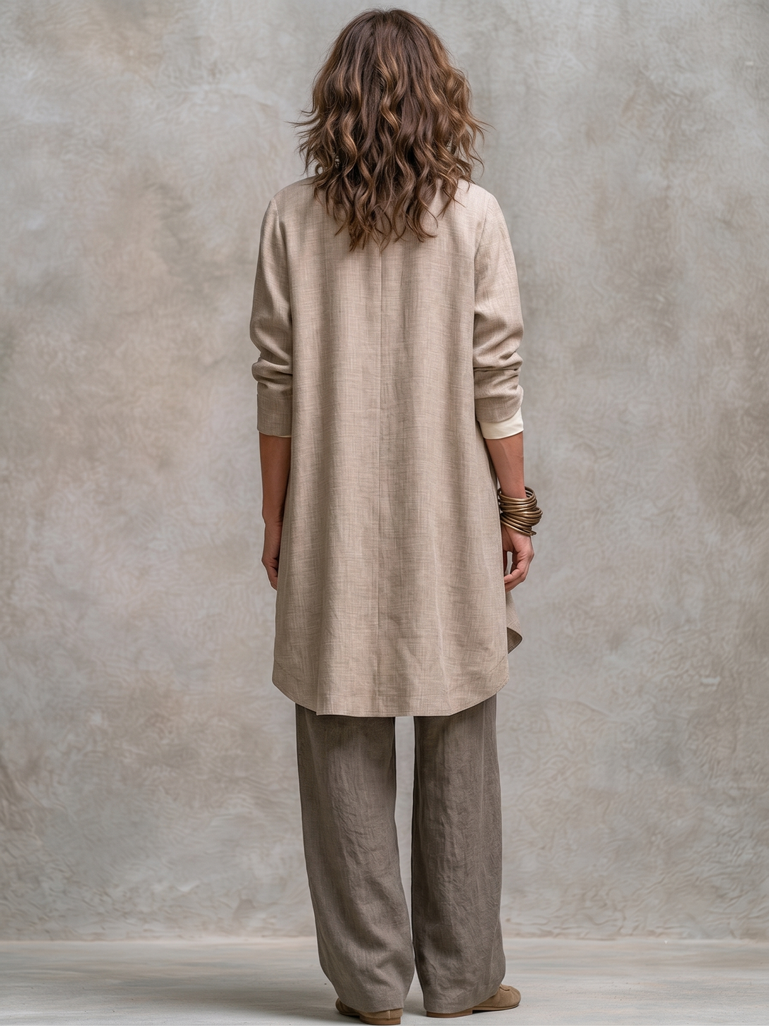 Women's 3-Piece Flowy Set with Open Cardigan and Wide-Leg Pants 6