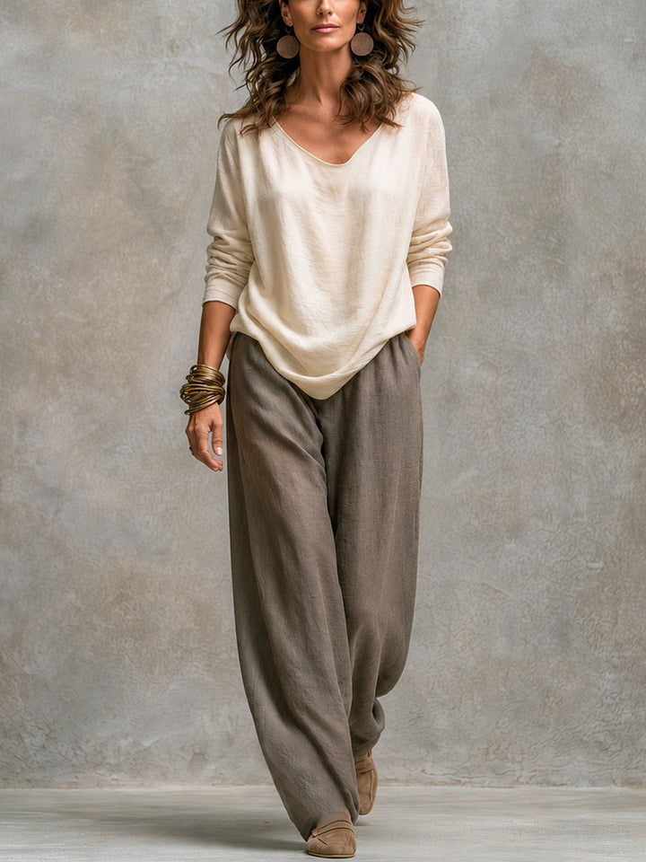 Women's 3-Piece Flowy Set with Open Cardigan and Wide-Leg Pants 2