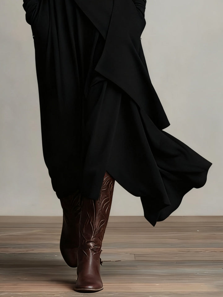 Women's Asymmetric Draped Maxi Dress with Turtleneck 8