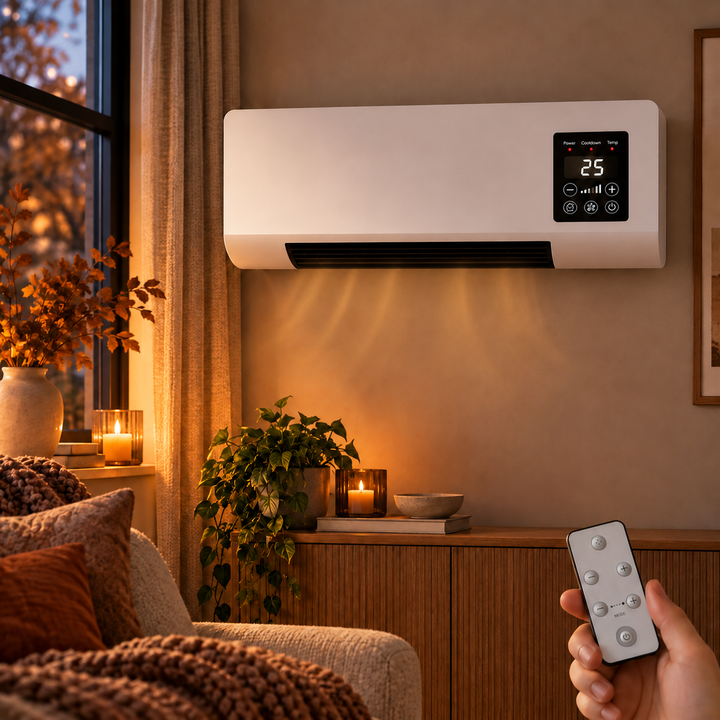 1800W Electric Wall Heater with Adjustable Temperature 16-40°C, Fan Mode, Remote and Timer 1