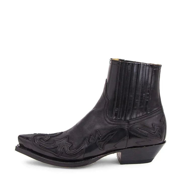 Men's Leather Cowboy Boots - Pointed Toe Western Ankle Boots 1