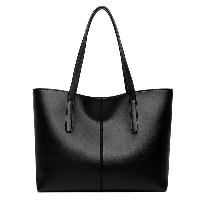 Classic Leather-Look Tote Bag With Long Shoulder Straps 1