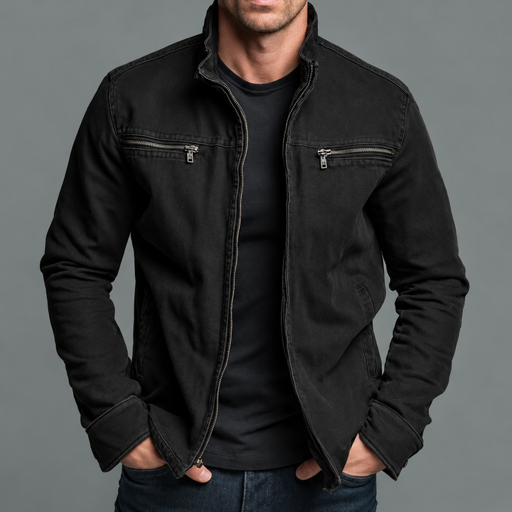 Vintage Washed Zip Jacket with Relaxed Fit 5