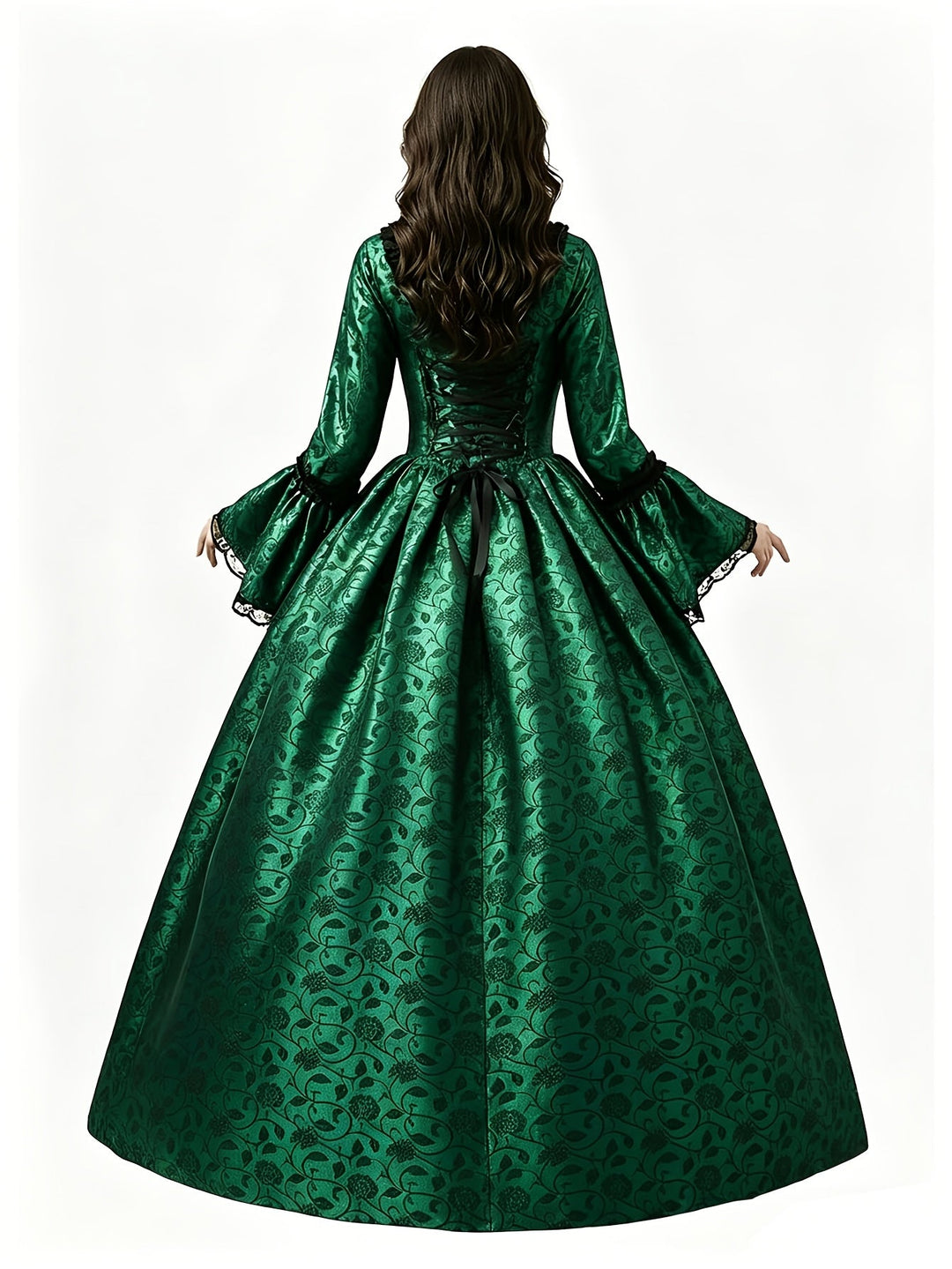 Women's Gothic Vampire Halloween Costume Dress with Flared Sleeves 8