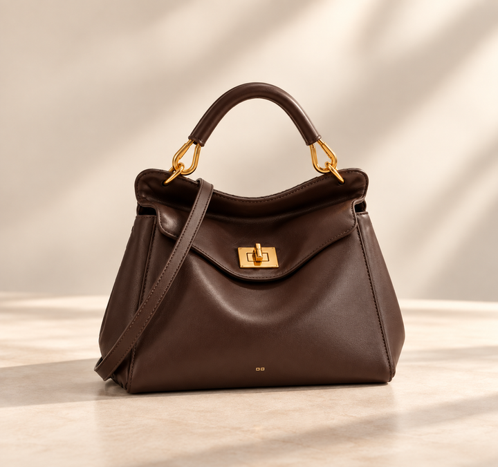 Classic Vegan Leather Top Handle Bag with Removable Crossbody Strap 2
