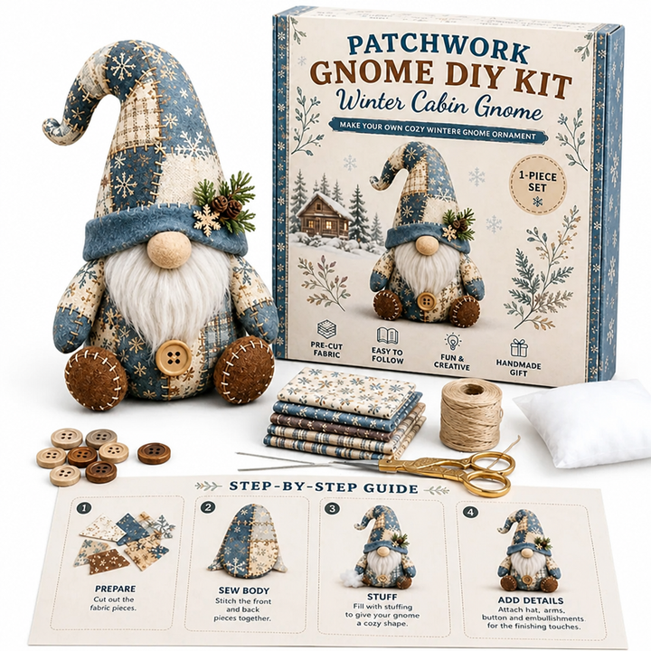 DIY Patchwork Gnome Sewing Kit for Beginners with Pre-Cut Fabric 11