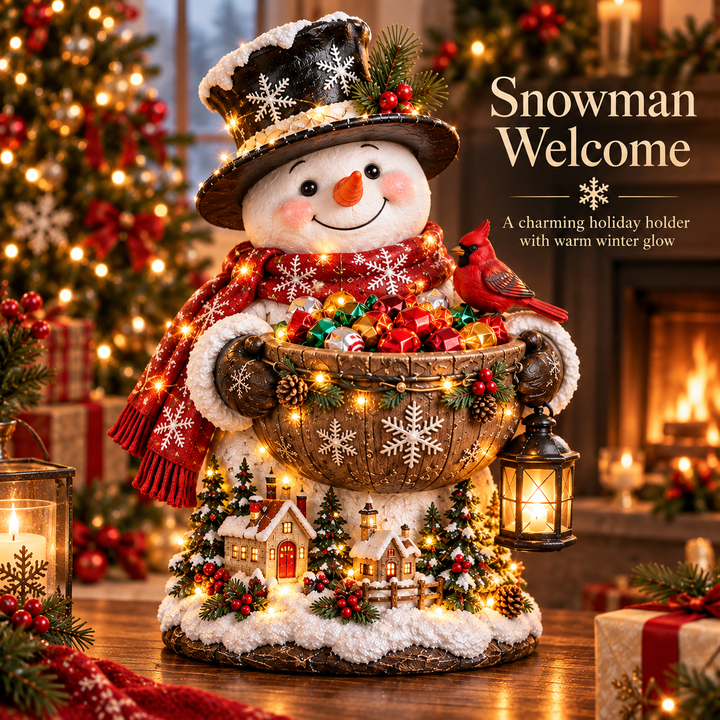 Christmas Candy Bowl with Warm Glow, Festive Character Figure 2