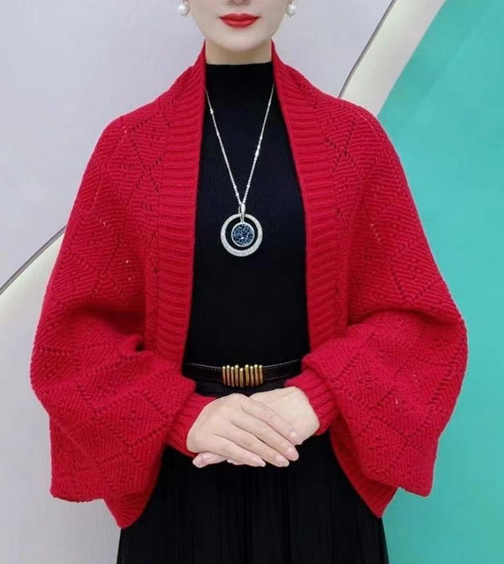 Open-Knit Shawl Cardigan with Wrap and Stole Styling 7
