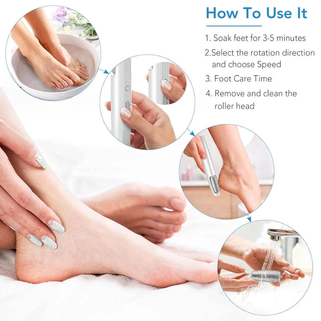 Cordless Electric Foot Callus Remover with 3 Speeds, Dual Rollers and USB-C 6