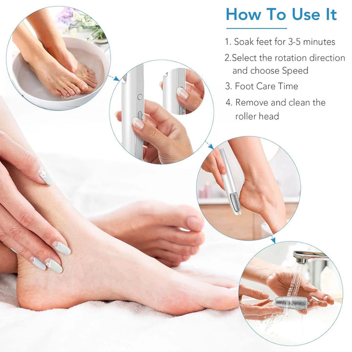 Cordless Electric Foot Callus Remover with 3 Speeds, Dual Rollers and USB-C 6