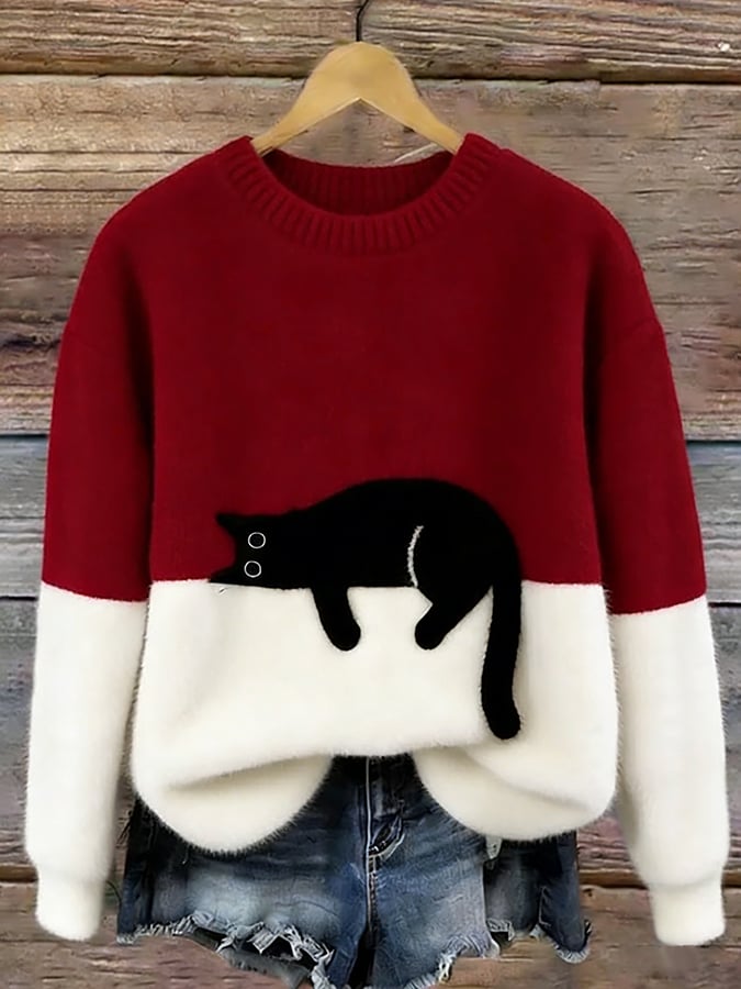 Women's Pullover Sweater with Playful Pattern, Relaxed Fit 7