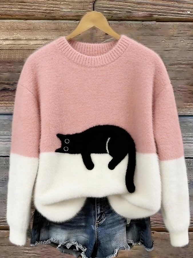 Cat Print Oversized Sweater 3