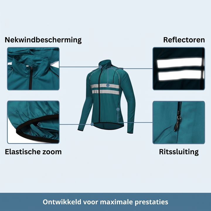 Waterproof Windproof Breathable Cycling Jacket with Underarm Vents and Reflective Stripes 11