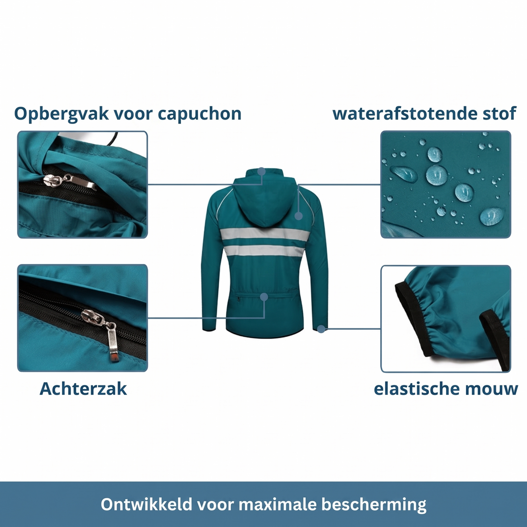Waterproof Windproof Breathable Cycling Jacket with Underarm Vents and Reflective Stripes 12