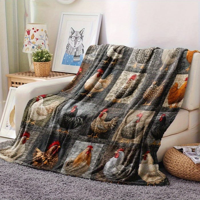 Soft Flannel Blanket with Chicken Design for Sofa, Bed and Armchair 14