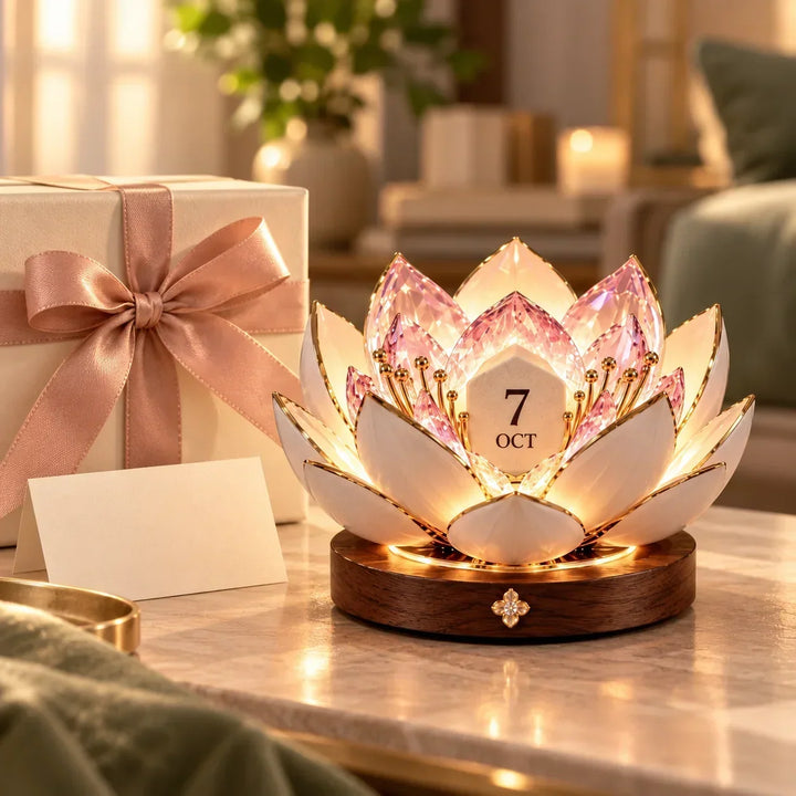Blooming Perpetual Calendar with Automatic Opening Flower and Warm Ambient Light 9